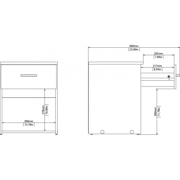 Space nattbord - Eik