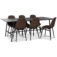 Toscana spisegruppe: 206 cm bord + 6 st Atlantic Empire stoler brun PU Toscana spisegruppe: 206 cm bord + 6 st Atlantic Empire stoler brun PU