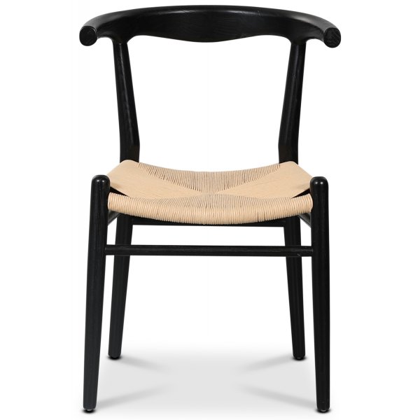 Berit spisestol - Svart / Flettet sete