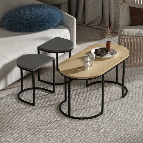 Dena bord 35/90 x 30/45 cm - Eik/antrasitt Dena bord 35/90 x 30/45 cm - Eik/antrasitt