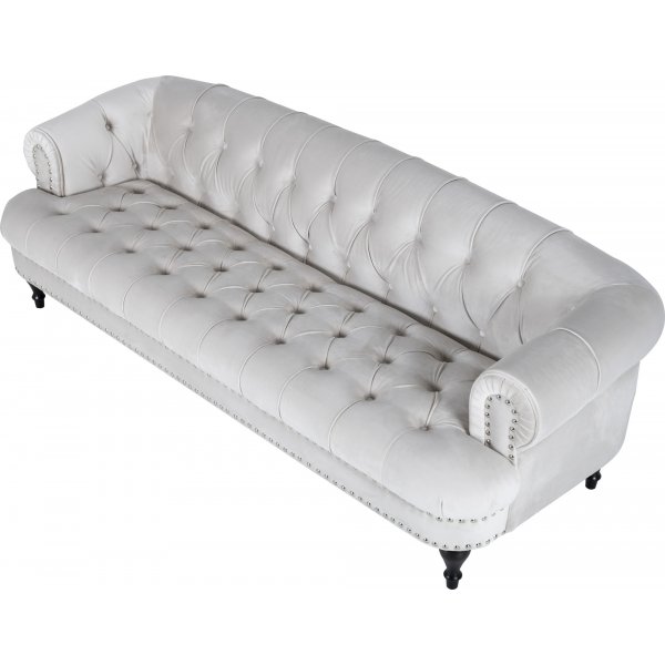 Sofa 3-seter chesterfield beige fløyel Sofa 3-seter chesterfield beige fløyel