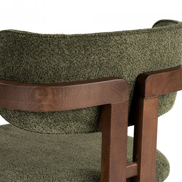Lenestol Torpin i grønn chenille og mørk valnøtt Lenestol Torpin i grønn chenille og mørk valnøtt