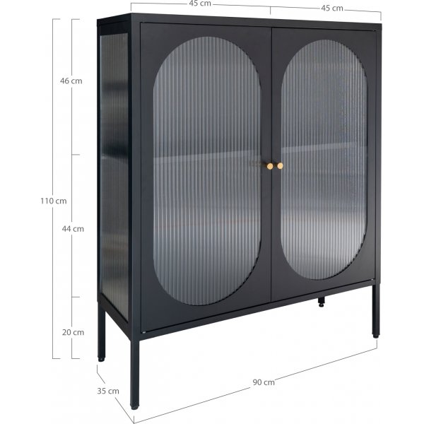 Adelaide glassskap 90x110 cm - Sort Adelaide glassskap 90x110 cm - Sort