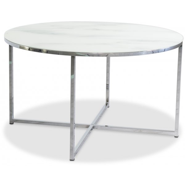 Palasso sofabord 80 cm diameter - Krom / Lys marmorering Palasso sofabord 80 cm diameter - Krom / Lys marmorering