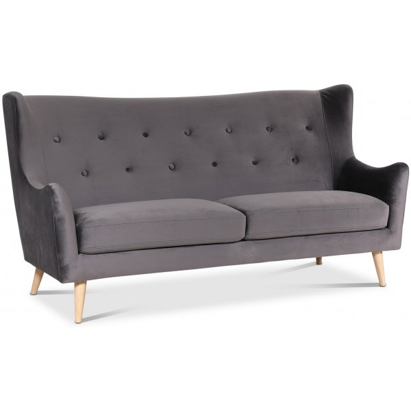 Trixie 3-seter sofa hy rygg - Mrkegr (Flyel)