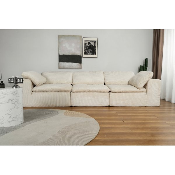 Modulsofa 320 cm i beige kordflyel - Vera