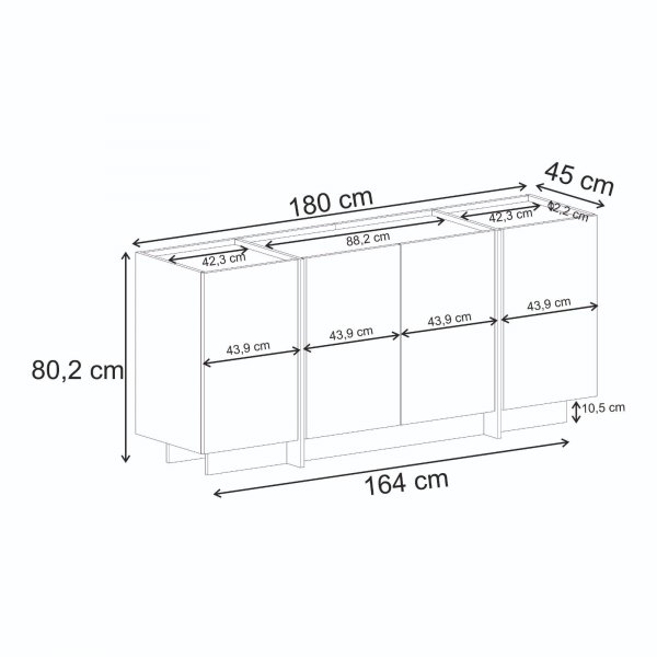 Skjenk Dromma 180 cm - Antrasitt/Svart