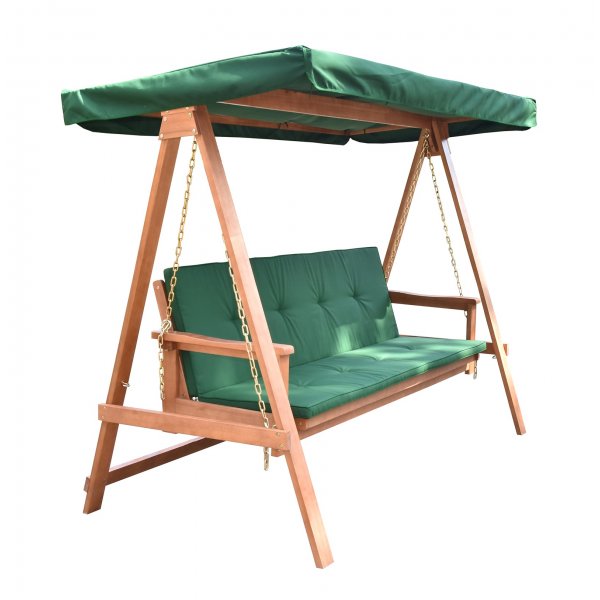 Sammenleggbar hengekøye i tre med grønt tak Sammenleggbar hengekøye i tre med grønt tak