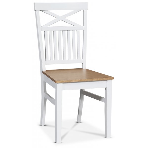 Gs spisegruppe: Bord 160/210 cm inkludert 4 Fr stoler med kryss - Eik/hvit + 4.00 x Stolpute