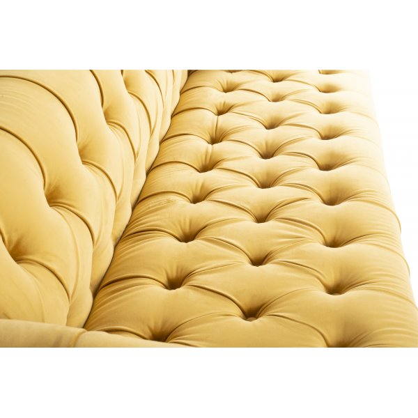 Oxford deluxe 3-seter chesterfield - Lvegul (flyel)