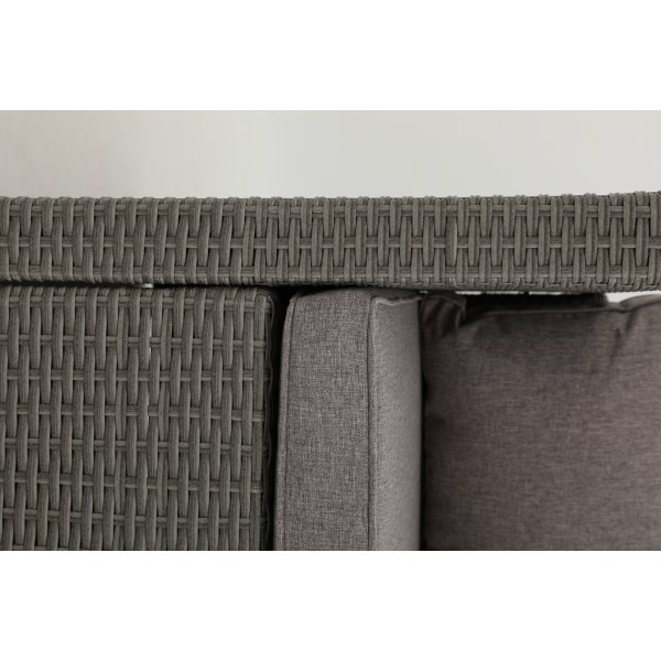 Miami utegruppe sofa med bord - Grå kunstrotting + Møbelføtter Miami utegruppe sofa med bord - Grå kunstrotting + Møbelføtter