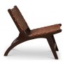 Lenestol Porto - Mrk brun teak / Brunt skinn