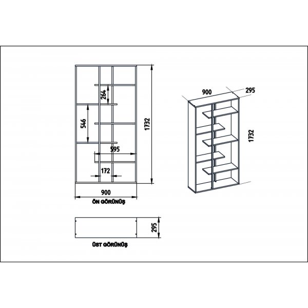 Presto bokhylle - Valnøtt/svart Presto bokhylle - Valnøtt/svart