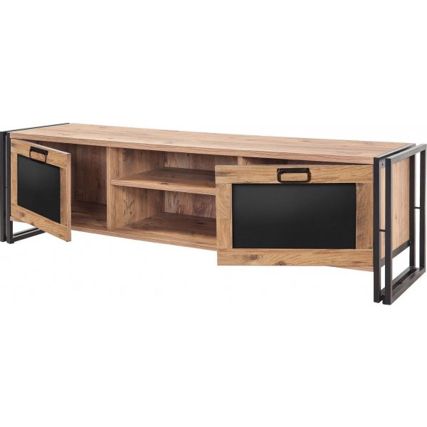 Arcas mediebenk - Furu/svart