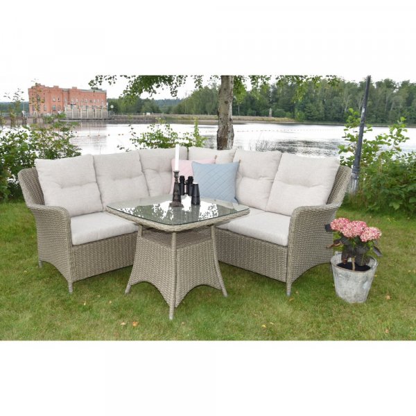 Denver hjørnegruppe i kunstrotting 4 sitteplasser - Naturfarget Denver hjørnegruppe i kunstrotting 4 sitteplasser - Naturfarget