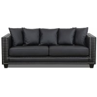 Temple Double Deco 3-seters sofa - Svart PU / sølv nagler Temple Double Deco 3-seters sofa - Svart PU / sølv nagler