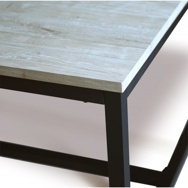 Texas spisegruppe med 6 Texas spisestoler Brun PU + Texas spisebord hvitkalket 180x90 cm