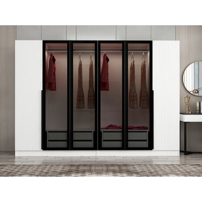 Cikani garderobe med speildrer 225x52x210 cm - Hvit