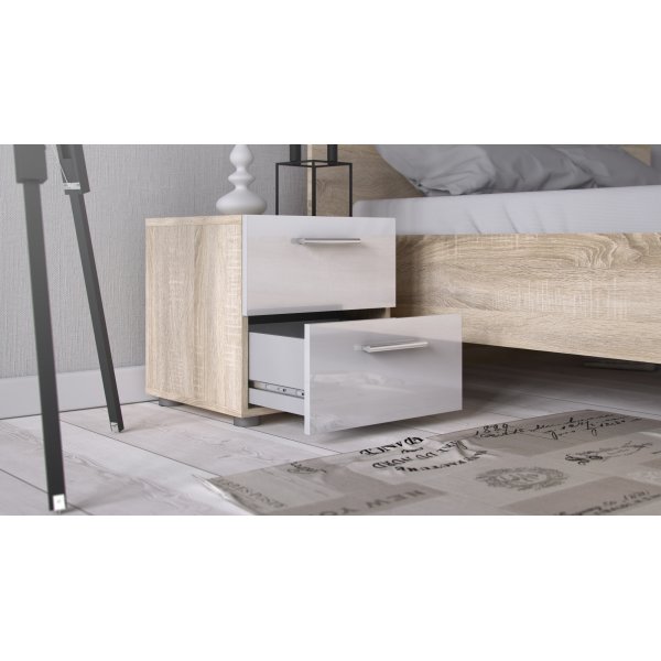 Pepe nattbord - Eik/hvit