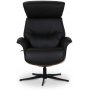 Marbck recliner- lenestol med fotskammel - Svart skinn / Tre