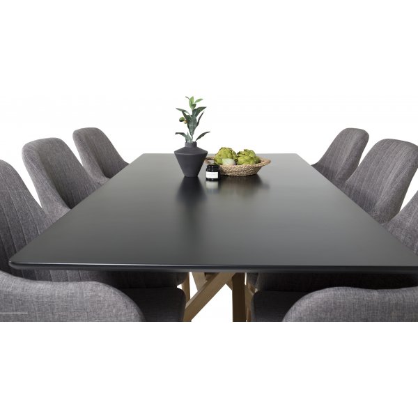 Piazza spisebord 180 x 90 cm - Svart/eik look