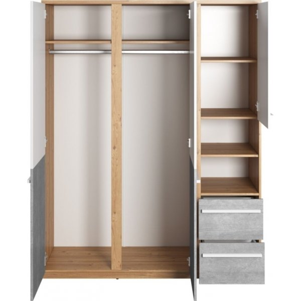 Plano garderobeskap 150 cm - Nash eik/hvit/grå Plano garderobeskap 150 cm - Nash eik/hvit/grå