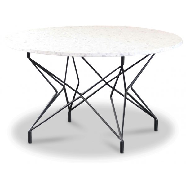 Terrazzo rundt sofabord Ø 80 cm - Bianco Terrazzo & underdel Star svart metall Terrazzo rundt sofabord Ø 80 cm - Bianco Terrazzo & underdel Star svart metall