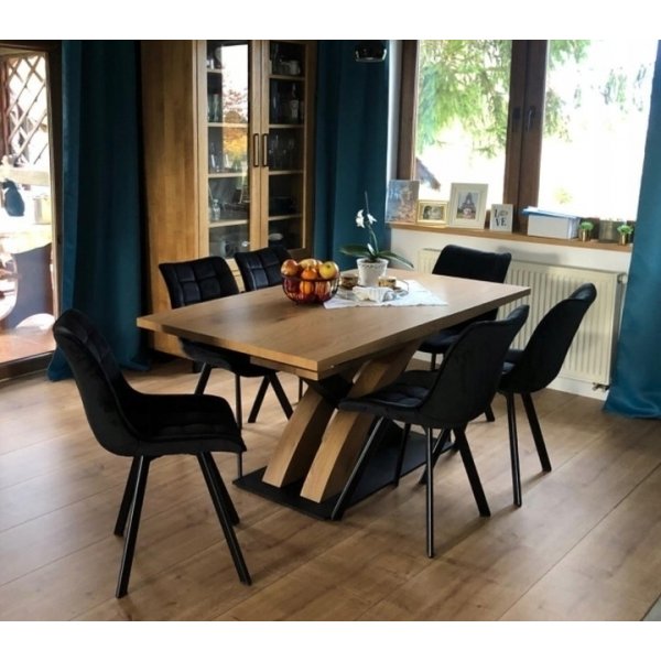 Lyall spisebord - Gull eik/svart