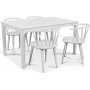 Mellby spisegruppe 140 cm bord med 4 stk hvite Fredrik Pinnstolar med ramme - Hvit