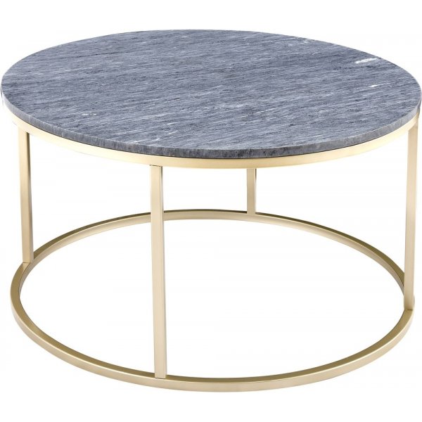 Accent sofabord rundt 85 - Gr marmor/messingfarget understell