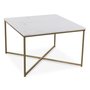Maryland sofabord 75x75 cm - Hvit ekte marmor / Matt messing
