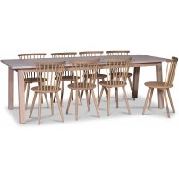 Saltsjö spisegruppe, 240 cm, inkludert 8 stk. hvitoljede Castor pinnestoler - Hvitoljet eikefiner Saltsjö spisegruppe, 240 cm, inkludert 8 stk. hvitoljede Castor pinnestoler - Hvitoljet eikefiner