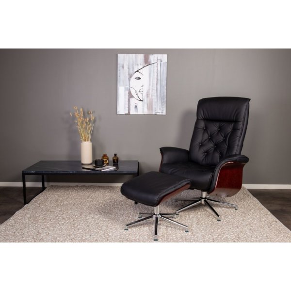 Salongbord Duffy - Svart/gr marmor