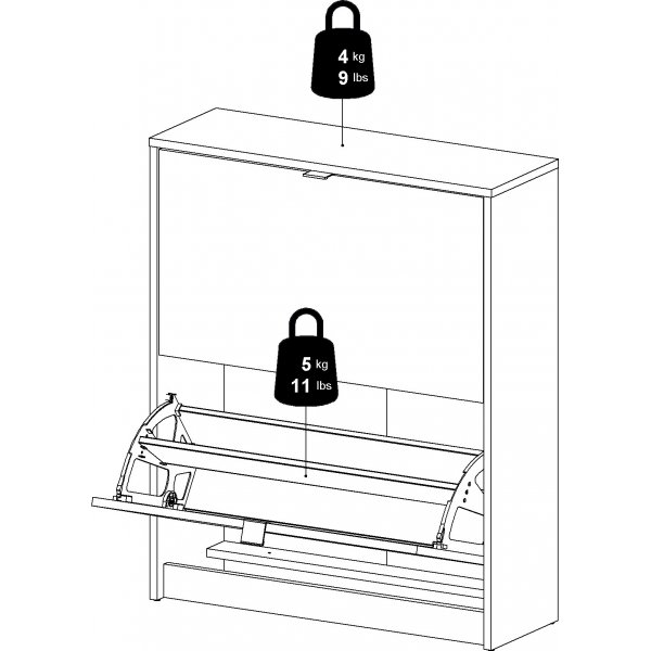 Sko dypt skoskap med 2 rom - Eik/hvit