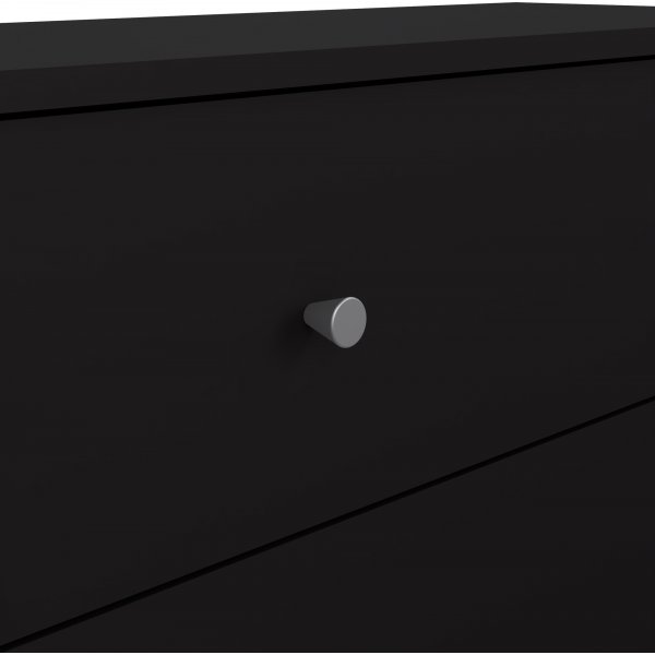 Svart kommode med 3 skuffer, 72,5 cm bred