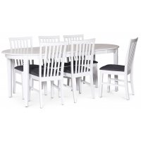 Sandhamn spisegruppe; ovalt spisebord med 6 Sandhamn Alice spisestoler