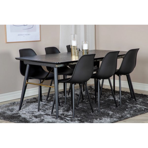 Ansmark spisebord, 180-220 cm - Svart