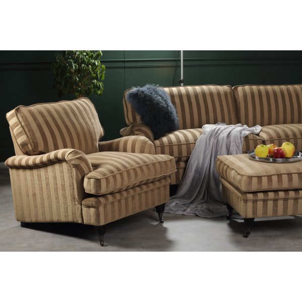 Howard Sir William 3-seter sofa (Dun) - Mobus Darkbeige Stripe Howard Sir William 3-seter sofa (Dun) - Mobus Darkbeige Stripe