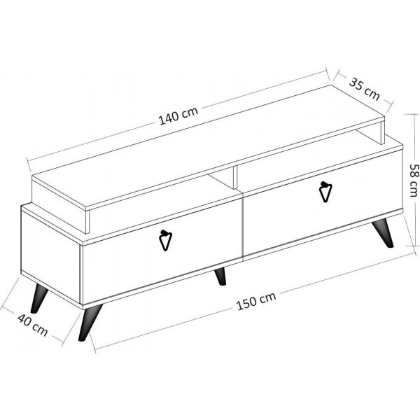 Beril mediebenk - Valnøtt/hvit Beril mediebenk - Valnøtt/hvit