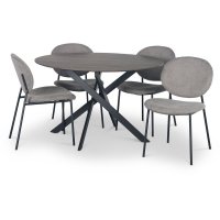 Hogrän spisegruppe Ø120 cm bord i mørkt tre + 4 stk Tofta grå stoler Hogrän spisegruppe Ø120 cm bord i mørkt tre + 4 stk Tofta grå stoler