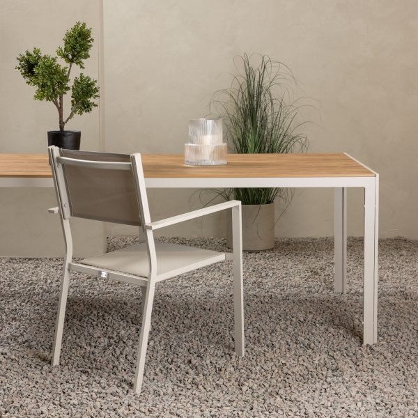 Utebord 205 x 90 cm beige / Teak-look - Copacabana Utebord 205 x 90 cm beige / Teak-look - Copacabana