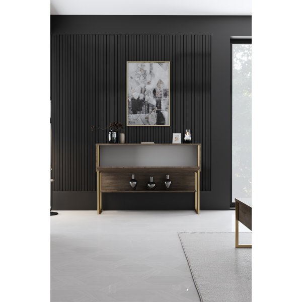 Lux avlastningsbord 120 x 30 cm - Valnøtt/gull Lux avlastningsbord 120 x 30 cm - Valnøtt/gull