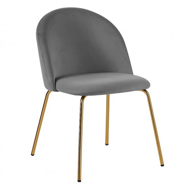 Art velvet stol - Lysegr / Messing