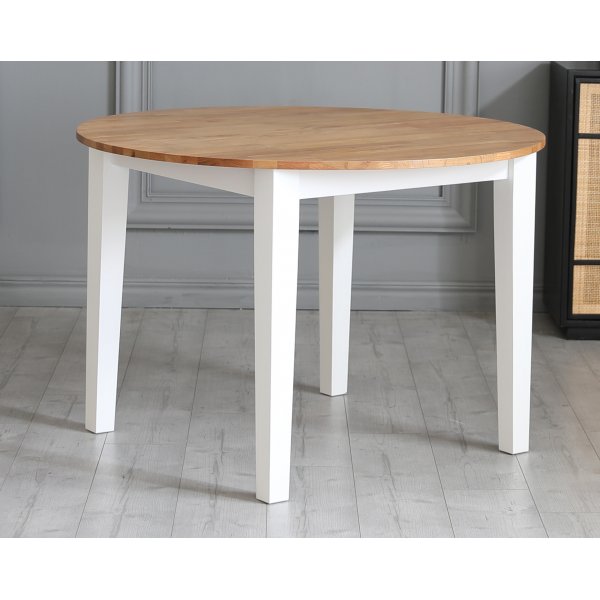 Annika rundt spisebord Ø110 cm - Hvit / Oljet eik Annika rundt spisebord Ø110 cm - Hvit / Oljet eik
