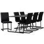 Lazio spisegruppe 195 cm bord med 6 st Lazio stoler - Brun/Svart