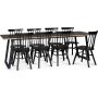 Edge 3.0 spisegruppe 240x90 cm inkludert 8 stk. svarte Orust pinnestoler - svart hytrykkslaminat (HPL)