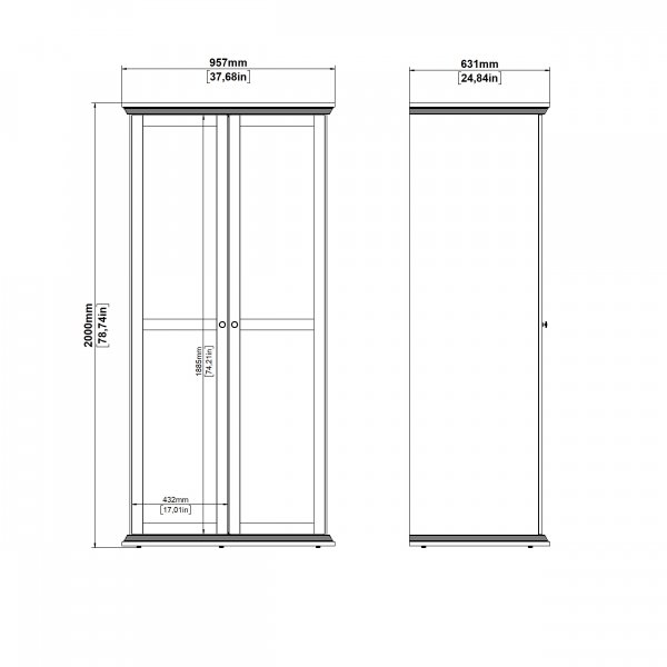 Nordgarderobe med 2 d�rer - 200 cm h�y