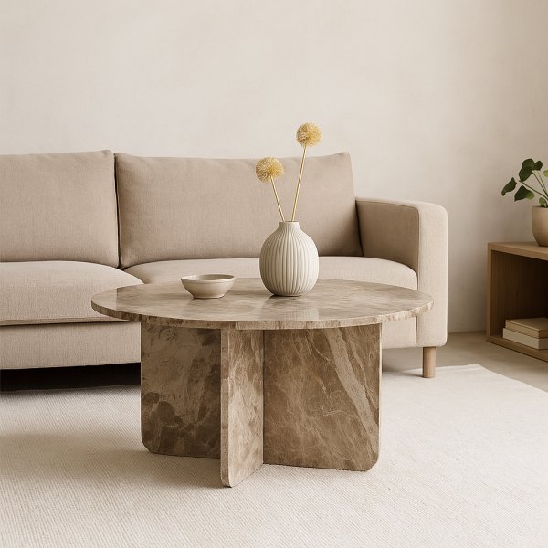 Level rundt salongbord i marmor Ø85 cm - Silver Diana Level rundt salongbord i marmor Ø85 cm - Silver Diana