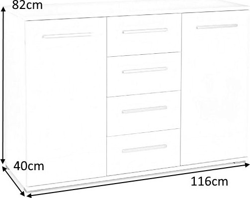 Byrå Abdel - Hvit/eik Byrå Abdel - Hvit/eik