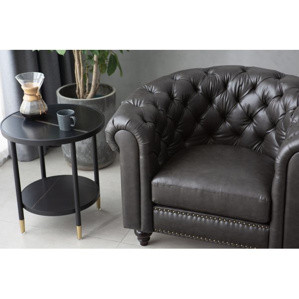 Chesterfield Royal lenestol - Black Chocolate (PU skinn) Chesterfield Royal lenestol - Black Chocolate (PU skinn)